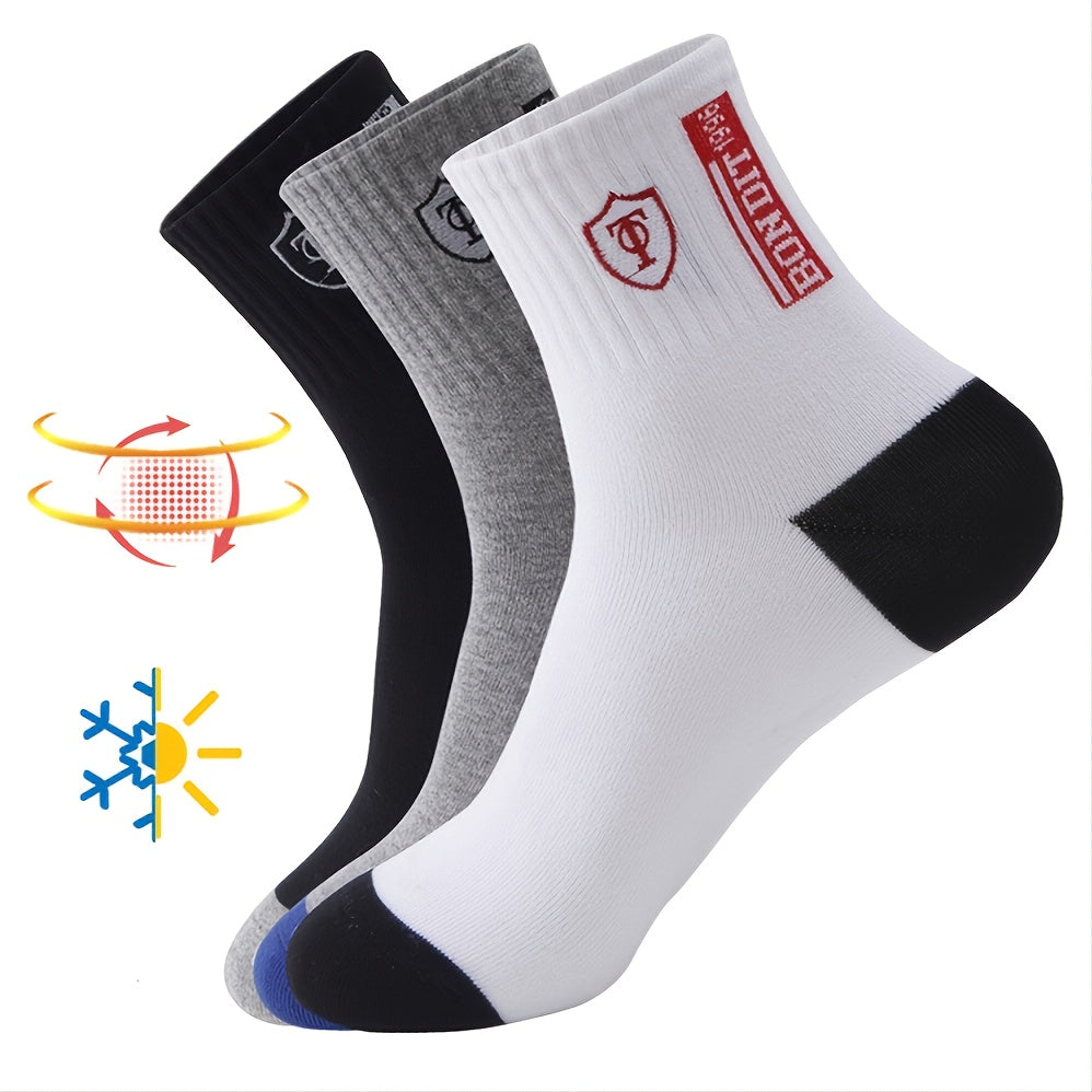 6pairs Men's Cotton Sweat Absorbing Mid-calf Socks