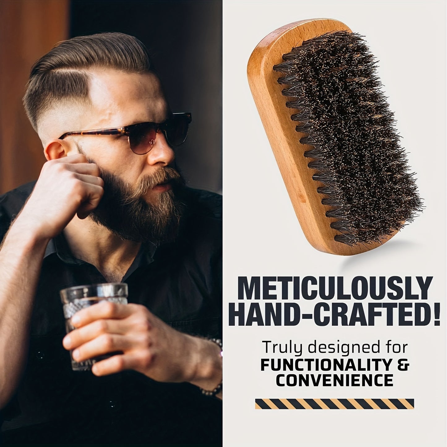 Wooden Beard Brush and Comb Set for Men