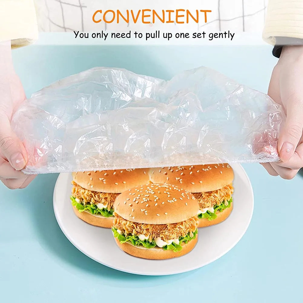 100pcs Disposable Food Cover Plastic Wrap