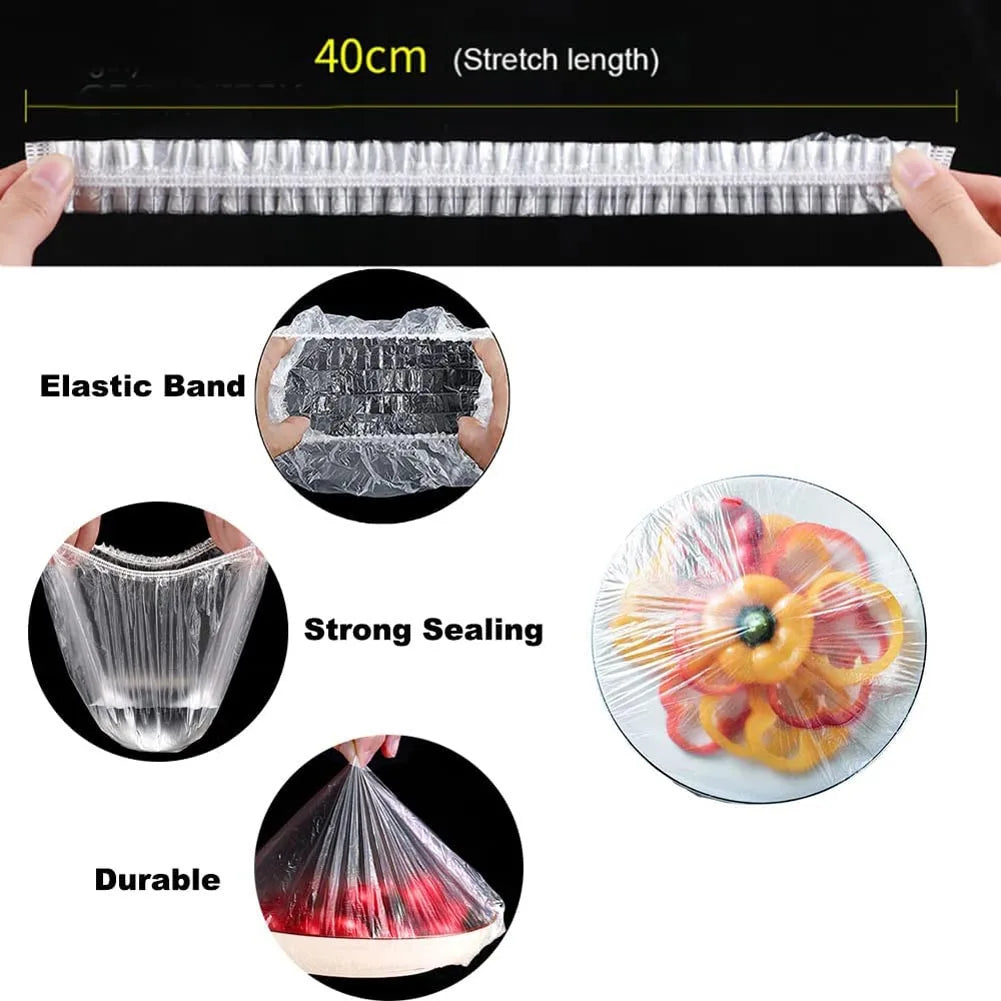 100pcs Disposable Food Cover Plastic Wrap