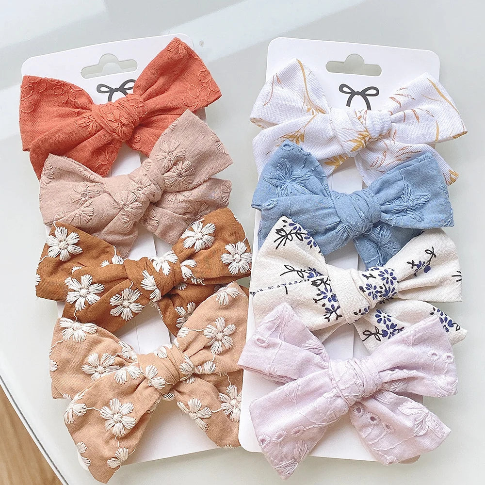 4Pcs Sweet Print Bowknot Hair Clips