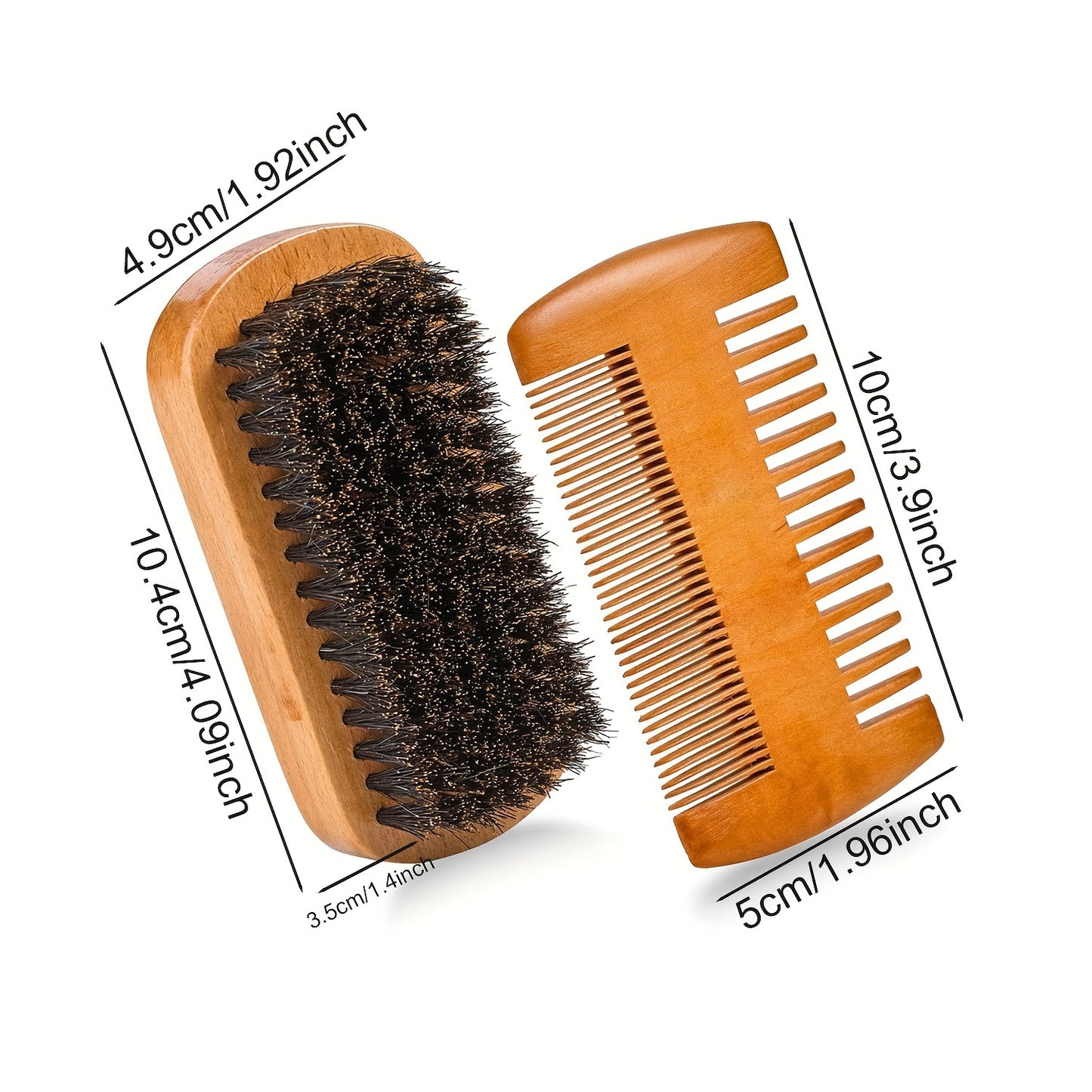 Wooden Beard Brush and Comb Set for Men