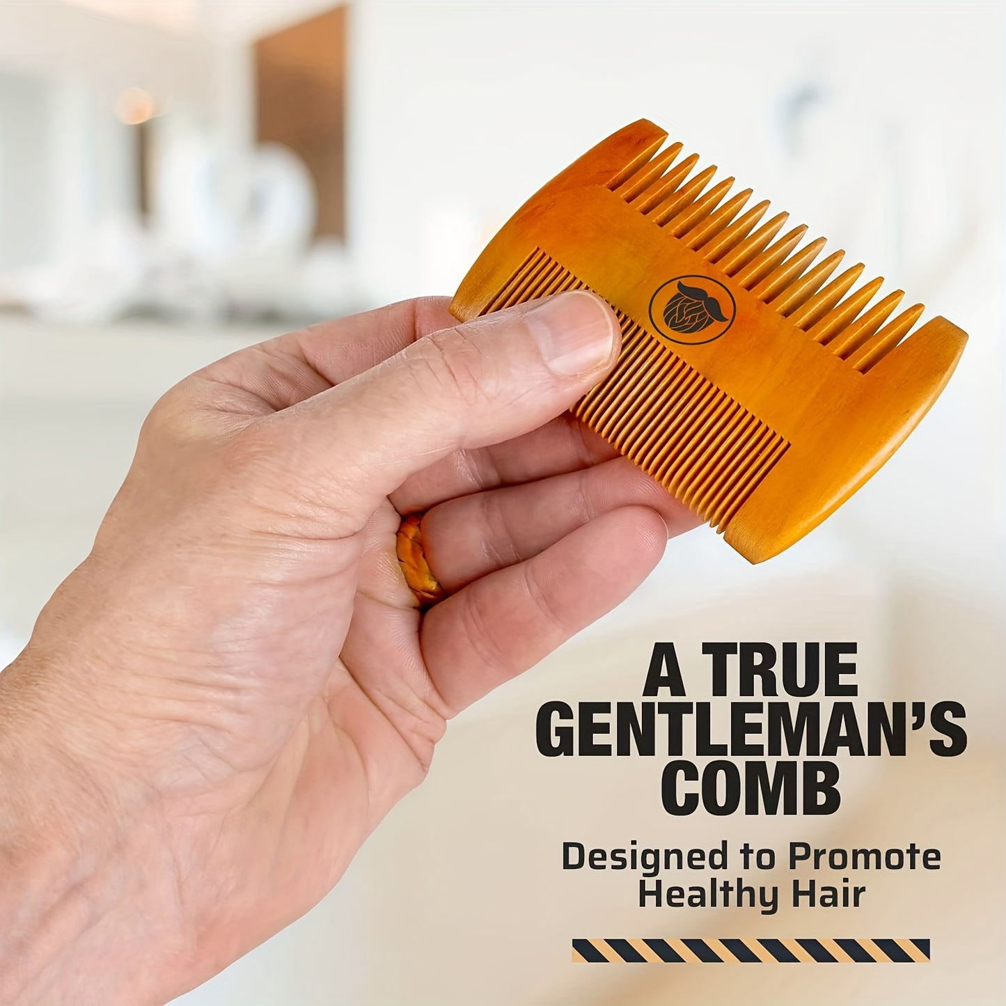 Wooden Beard Brush and Comb Set for Men