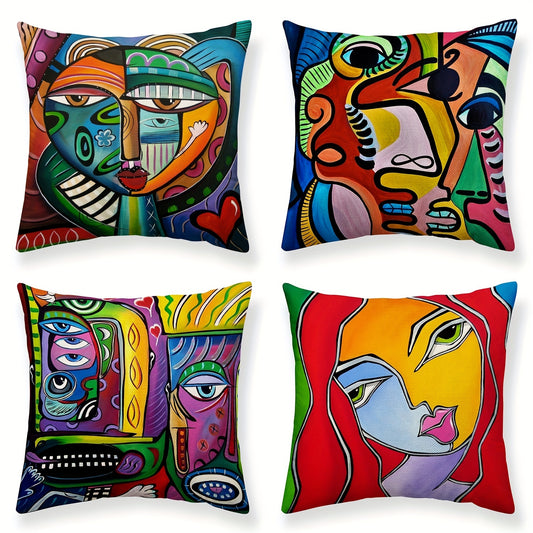 4pcs Impressionist Pillow Cover