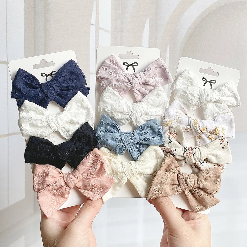 4Pcs Sweet Print Bowknot Hair Clips