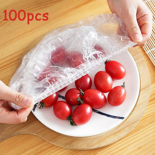 100pcs Disposable Food Cover Plastic Wrap